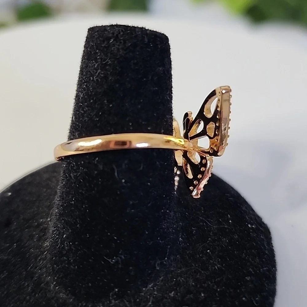 Gold Filled Butterfly Open Adjustable Ring